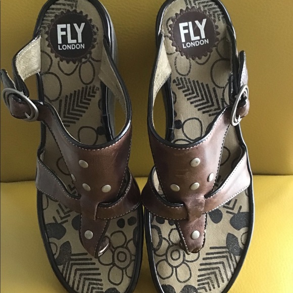 Fly London Leather Wedge Sandals - Women’s EU size 39 (US 8.5-9) - Picture 2 of 7